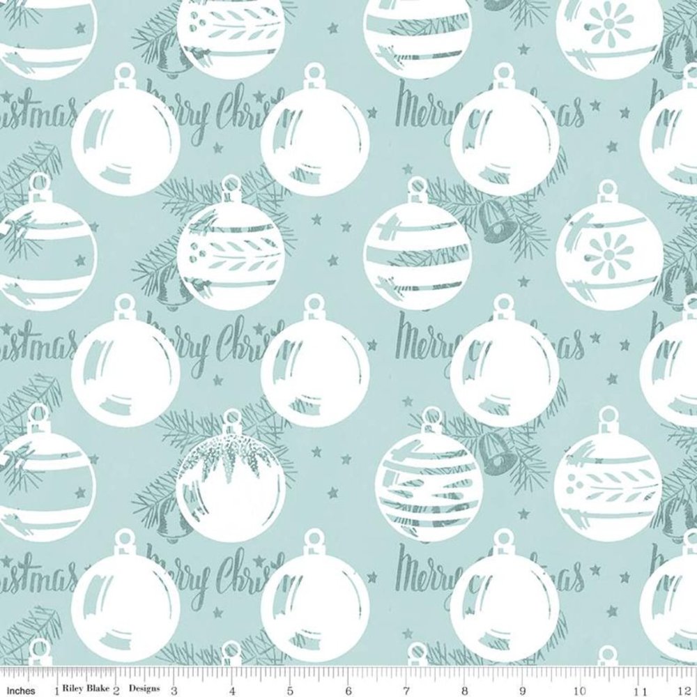 All About Christmas Ornaments, Main Blue, by J Wecker Frisch for Riley Blake